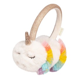 Ear Muffs for Girls Kids White Unicorn Winter Ear Warmers Outdoor Adjustable Fluffy Ear Covers, Colorful Hair, M