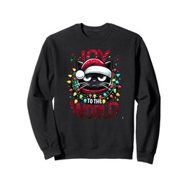 Funny Christmas Black Cat Joy To The World Sweatshirt