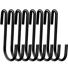 ESFUN 24 Pack 3 inch Heavy Duty S Hooks Pan Pot Holder Rack Hooks Hanging Hangers S Shaped Hooks for Kitchenware Pots Utensils Clothes Bags Towels Plants (Black)