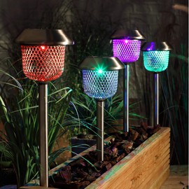 NOMA Solar Mesh Stake Lights with Colour Changing LED's (Pack of 4 Lights)