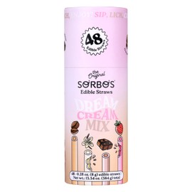SORBOS Edible Drinking Straws, Dream Cream Mix Variety Pack – Strawberry, Chocolate, Coffee, and Vanilla Flavors, Individually Wrapped, Gluten Free, 7.5‑Inch (Pack of 48)