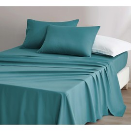 Chezmoi Collection Charisma Tencel Modal Blend Bed Sheets Queen Size 4-Piece Sheet Set Teal - Soft and Cozy Lightweight Breathable 15" Deep Pocket Cooling Sheets