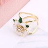 Elegant Gardenia Flower Scarf Ring, CZ Crystal Floral Clip Fashion