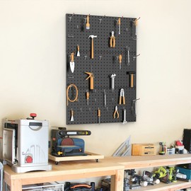 TORACK 3-Pack 12x24 inch Metal Pegboard Panels for Garage Wall, Tools Organizer Pegboard for Workbench, Workshop, Modular Peg Board Tool Storage Board for Pegs(Black)