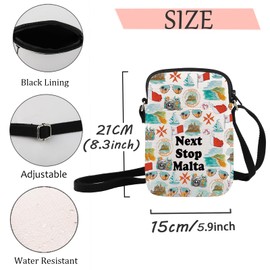 JXGZSO Malta Travel Gift Malta Vacation Cosmetic Pouch Next Stop Malta Cosmetic Bag Malta Traveler Gift Malta Lover Gifts, Next Stop Malta Crossbody