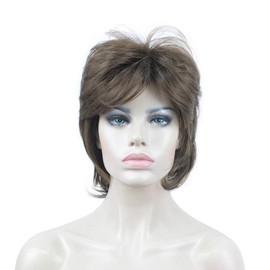 Lydell Short Length Layered Shaggy Full Hair Synthetic Women Cosplay Wigs Medium Golden Brown