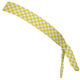 Checkerboard Yellow & White Elastic Tie Running Fitness Skinny Headbands Made In USA