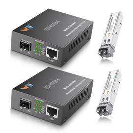 2 Pack Fiber Ethernet Media Converter, WTSFOPTC Fiber Optic Transceiver with 2 Pcs 1.25Gbps SFP Transceiver, Gigabit Sfp to RJ45 Media Converter with 1000BASE-SX to LC Modular (MMF,850nm,550m,DDM)