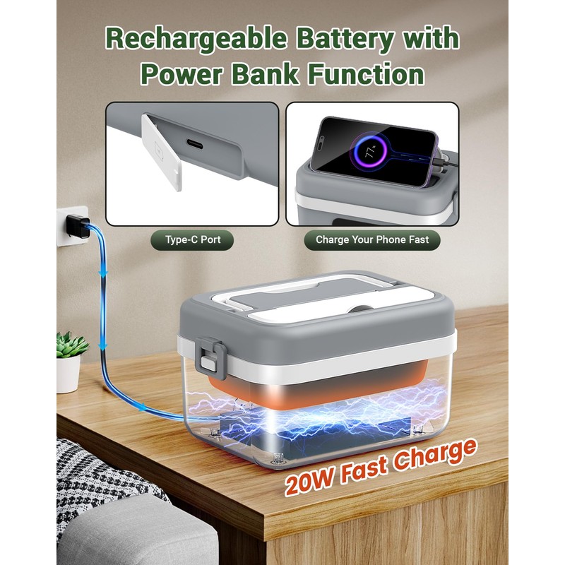 ODSD Cordless Electric Lunch Box for Adults, 16000mAh Rechargeable Self-Heating