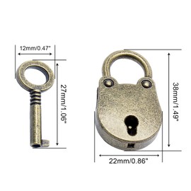 Litoexpe 2Pcs Small Metal Bronze Antique Padlock Mini Lock with Key, Vintage Style Lock for Jewelry Box Storage Box Diary Book