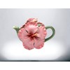 Fine Porcelain Pink Hibiscus Flower Teapot, 6 3/4" L