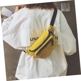 minkissy Yellow Corduroy Crossbody Pouch for Women Fashionable Waist Bag with Capacity for Outdoor Activities Shopping Dog Walking and Travel Stylish Chest Pack