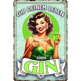 Weatherproof 30 x 20 cm Tin Sign - Gin and Gin Tonic Sign - Funny Saying