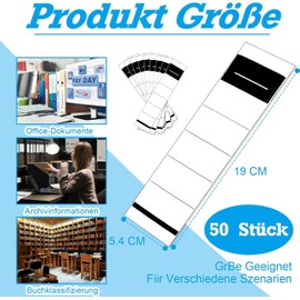 50 Stück Ordnerrücken Einstecken Breit 54 x 190 mm Rückenschilder Qrdner Weiß Ordner Etiketten Ordnerrücken Rückenschilder für 8 cm Schmale Ordner (Keine Klebrigkeit)