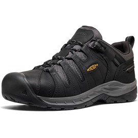 KEEN Utility Men's Flint 2 VersaTREAD Non Slip Low Height Steel Toe Durable Work Shoes, Black/Dark Shadow, 11 Wide