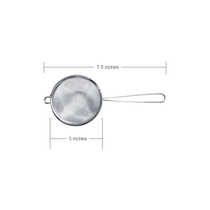 Cuisinox Fine Mesh Strainer, Stainless Steel with Handle, 3" x