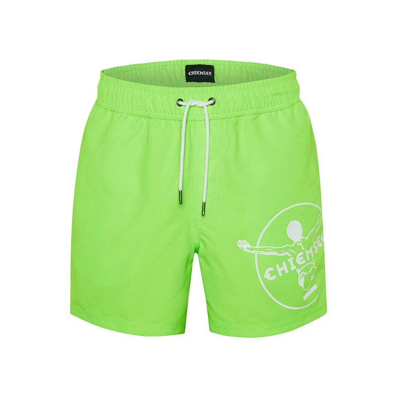 CHIEMSEE Swim Shorts with Label Symbol and Pockets, Shock Orange