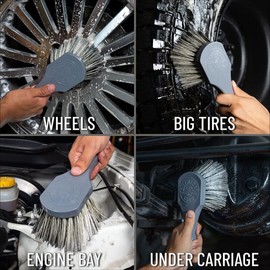 Chemical Guys Wheel Works Cepillo para ruedas y carrocería de uso medio (apto para coches, camiones, SUV, autocaravanas, motocicletas y más) Gris