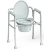 HOMLAND 3-in-1 Bedside Commode Chair with Sturdy Dual-Crossbar Support Construction,