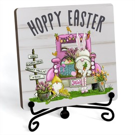 Easter Decorations For Home, Easter Bunny Sign, Easter Tiered Tray Decor, Easter Tiered Tray Decorations Indoor For Home Office Door Porch, Inspirational Gifts For Women, Wooden Plaque With Stand
