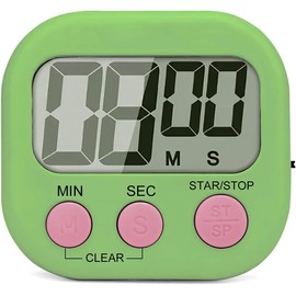Digital Kitchen Timer with Large LCD and Magnetic Stopwatch. Portable Electronic Clock Count up & Count down/Backing Stand/Hanging Hole with Loud Alarm for Kitchen, Study & Exercise (Green)