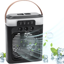 FEIGO Mobile Klimageräte Mini Luftkühler, Ventilator mit Wasserkühlung USB Verdunstungskühler, 4-in-1 Mobile Klimaanlage, Ventilator und Luftbefeuchter für Zuhause, Büro, Reisen