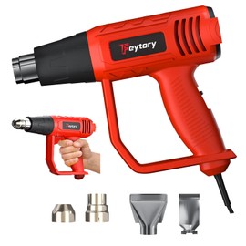 2000W Electric Heat Gun, Hot Air Gun Dual Temperature Settings 300℃- 600℃ with 4 Nozzles, 1.5s Fast Heating Handheld Heat Gun for Paint Stripping, Crafts, Resin, Red