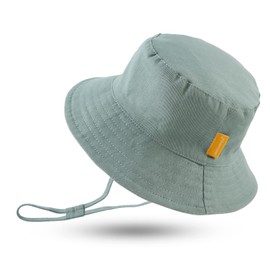 JANGANNSA Summer Baby Boys Hat Sun Protect Bucket Hat for Girls Wide Brim Cotton Beach Cap (Green, 19.7"(1-2 Years))