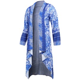 RAGEMALL Men Long Cardigan Lightweight Kimono Robe Loose Casual Open Front Ruffle Shawl Collar Drape Cape Vintage Cloak Outwear Navy Blue S