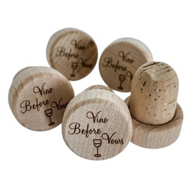 Custom Wine Bottle Stopper - “Vino Before Vows” – 5Pcs Real Cork Engraved Wooden T-stopper Wedding Favor Bridal Shower Gift Brithday Party Reusable Sealing