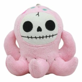 Ebros Furry Bones Skeleton Octopee The Pink Octopus Plush Toy Collectible 5"Tall