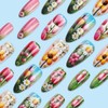 Flower Press on Nails Long Almond Shape Fake Nails Summer