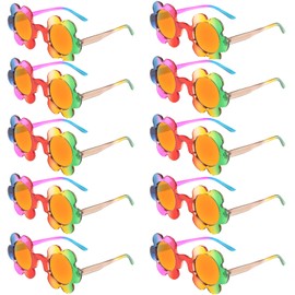 Saillong 10 Pairs Adult Flower Sunglasses 5.7 Inch Women Round Flower Glasses Cute Outdoor Summer Colorful Eyewear for Women Men Beach Pool Party Favor Supplies