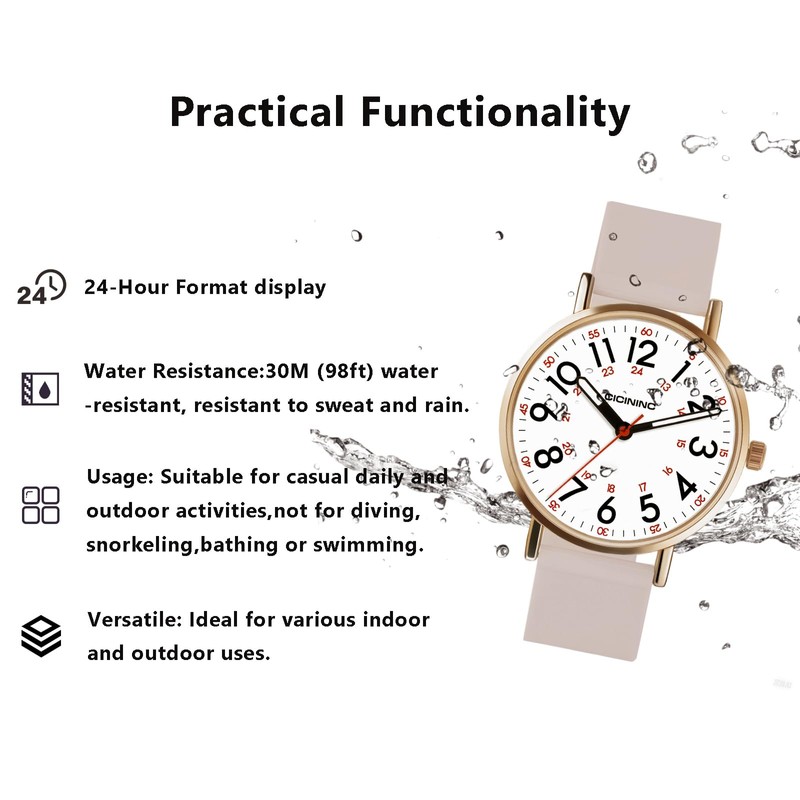 cicininc Watch with Second Hand Nursing for Women, Analog Watches