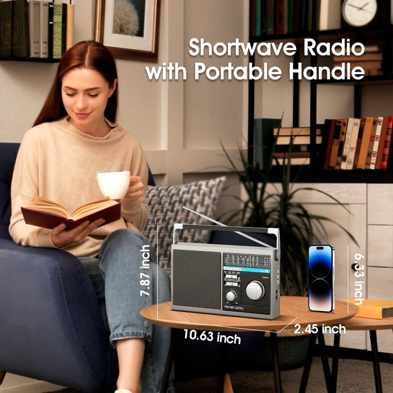Portable AM FM Radio, Shortwave Transistor Radio with Best Reception,