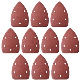 uxcell Detail Sander Sandpaper, Triangular Sanding Paper, Hook and Loop Sanding Pads, Triangle Oscillating Multi Tool, 100 Grits 5 Holes, 10pcs