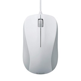Elecom M-S2ULWH/RS Mouse, Wired, Medium, 3 Buttons, USB, Laser, White, RoHS Compliant