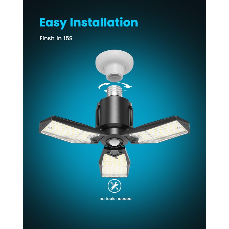 Kryoza Motion Sensor Garage Lights 2 Pack, 8000LM Led Motion