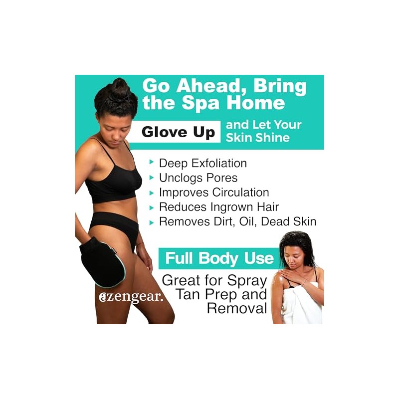 Exfoliating Glove, 2 Pack, Korean Body Scrub Mitt for Dead