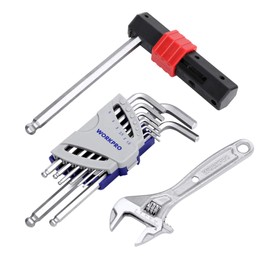 WORKPRO Hex Wrench Set, Hex Wrench, 9 Piece Set, Monkey Wrench, 5.9 inches (150 mm), Ball Point, T-shaped Handle, Bicycle Maintenance, Machine Repair, Maintenance, Furniture Assembly, Bolts, Nuts Tightening, Loosening Work, Wrench Set