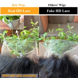 BELE 28 Inch Full Lace Frontal Wig PartingMax 13x4 Water Wave Lace Front Wigs 100% Human Hair Pre Plucked Bleached Knots Lace Front Wig HD Lace Deep Curly Wig 180% Density Natural Color