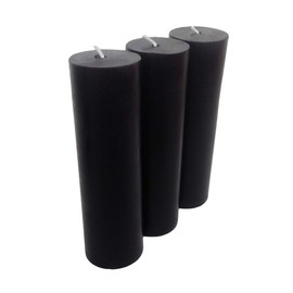 COLLUMINO Long Burn Pillar Candles Solid Colour Size 15 x 4.3cm (6 inch) (Pack of 3, Black)