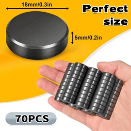 Jewan Pack of 70 Magnets for Magnetic Board, 18 x 5 mm Ferrite Magnets Strong, Magnets Black Fridge Magnets, Round Magnets for Whiteboard, Pin Board, Board Magnets, Fridge Magnets