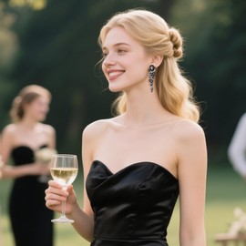 BriLove Wedding Bridal Dangle Earrings for Women Bohemian Boho Crystal Multiple Teardrop Chandelier Long Jewelry Silver-Tone Grey Black