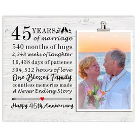 45th Anniversary Picture Frame, 45th Wedding Anniversary Present for Parents, 45th Anniversary Wedding Gifts for Wife Husband, Sapphire Anniversary Decorations for Dad & Mom, 45 years of marriage
