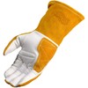 Caiman White/Gold Goat Grain Kontour Welding Gloves Arched Wrist Unlined