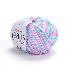 YarnArt Jeans Soft Colors - Variegated Sport Yarn 55% Cotton 45% Acrylic 1 Skein/Ball 50 gr 174 yds Cotton Yarn Knitting Yarn Soft Yarn amigurumi Cotton Yarn (6202n)
