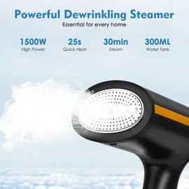 ZOOY Steamer for Clothes 1500W, Clothes Steamer for Home, Office, Travel, Portable Handheld Garment Steamer Upgraded 300ML Large Capacity Water Tank, Wrinkle Remover(Black)