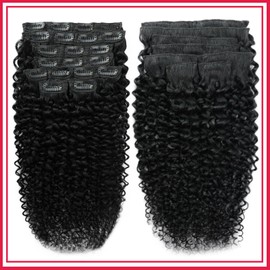 22 Inch 3C 4A Curly Clip In Hair Extensions Real Human Hair 110g 8pcs Kinky Curly Clip Ins Full Head for Black Women 100% Brazilian Remy Human Hair Extensions Natural Color with 20 Clips