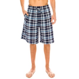 TINFL Men's Plaid Check Cotton Lounge Sleep Shorts MSP-SB014-Blue M